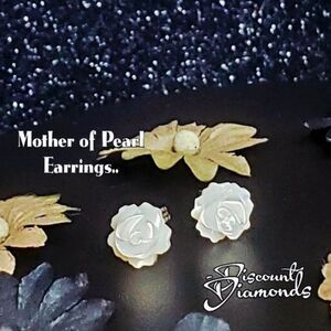 Natural White Mother Of Pearl Camellia Flower Earrings On 925 Sterling Silver